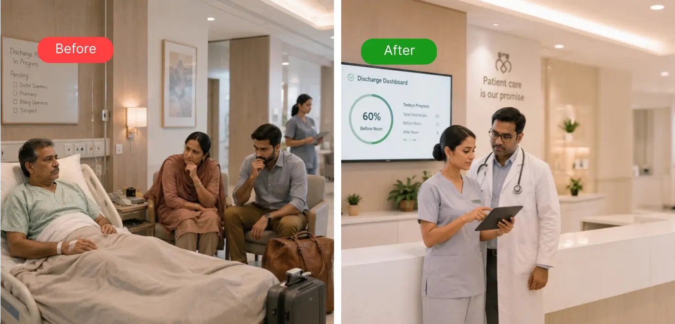 Discharge before and after