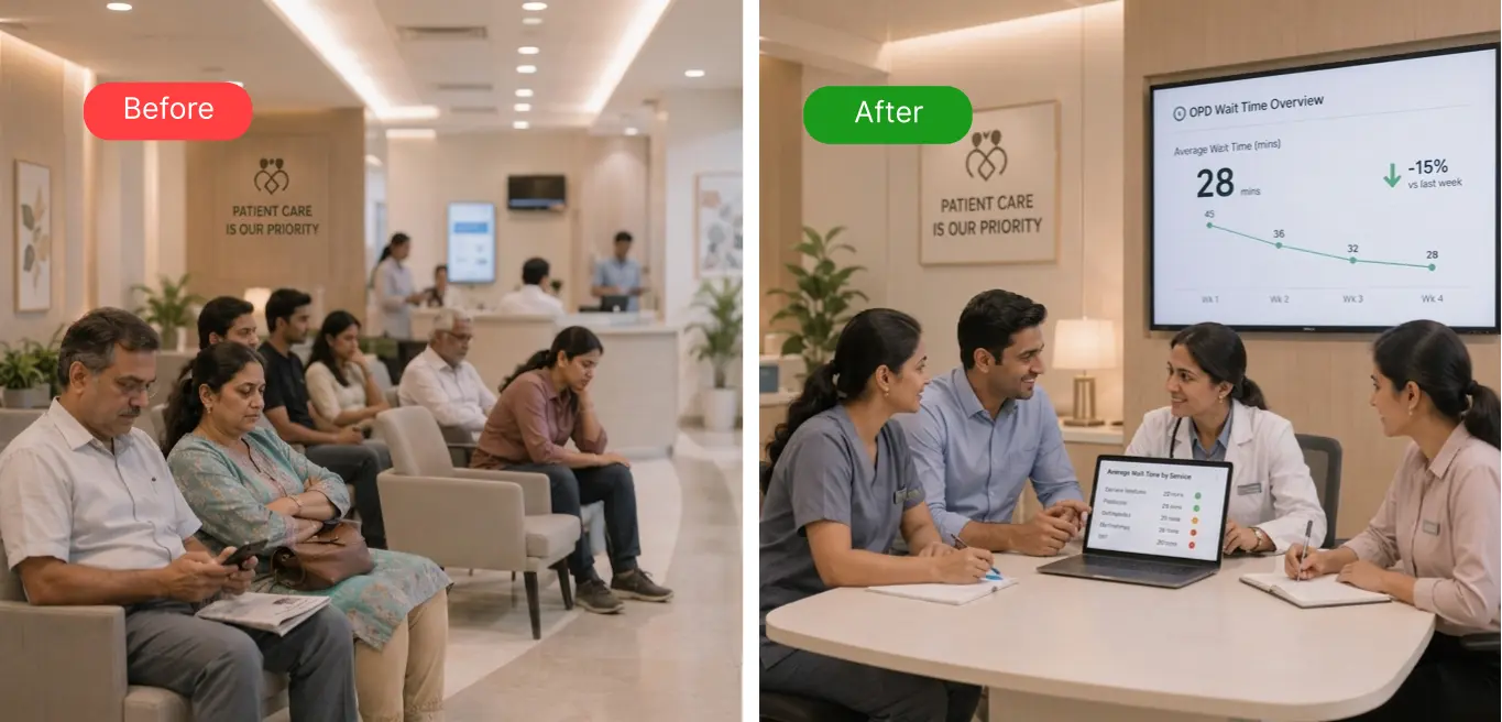 Waiting area before and after